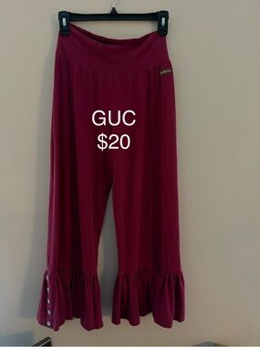 Matilda Jane Burgundy Ruffle-Hem Wide Leggings